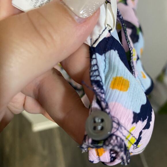 J.Crew Mercantile Drapey Tie-front Dress Long Sleeve Light Pink Floral Sz S - Picture 9 of 14